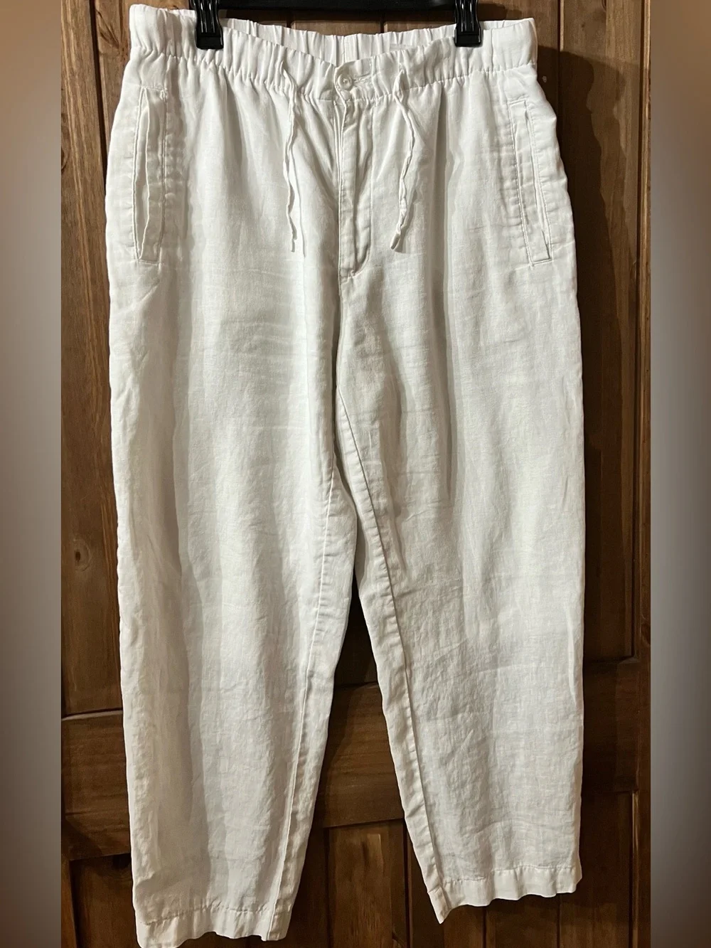 White Linen Drawstring Pants
